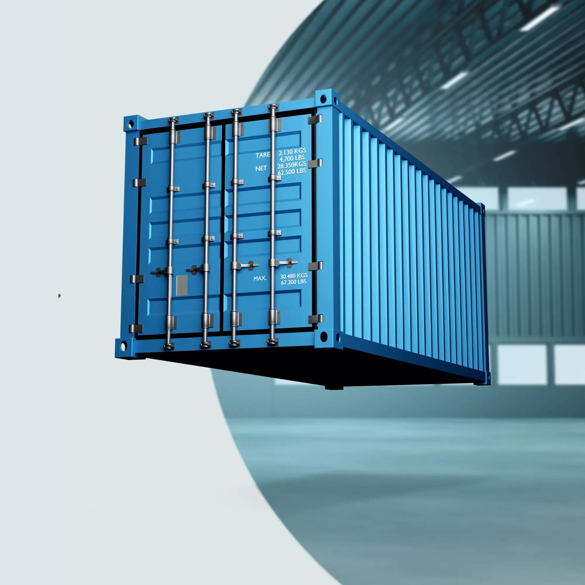 Freight container prepared for shipment to Aruba